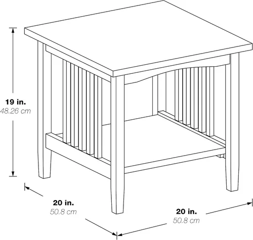 Miniatura 3 de OSP Home Furnishings Sierra - Mesa auxiliar con estante inferior de almacenamiento y paneles laterales estilo misión, color marrón ceniza