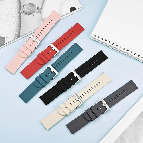 Miniatura 25 de BISONSTRAP Correas de reloj de silicona, correas de reloj delgadas con liberación rápida, 0.787 in, negro con hebilla negra