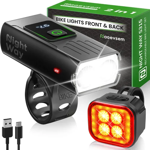 Miniatura 11 de Bike Lights Front and Back for Night Riding, USB-C Rechargeable Bicycle Headlight and Taillight Set, Waterproof, 12+6 Modes, Powerful Front and Rear