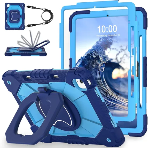 Miniatura 10 de WESOROL Funda para iPad Air de 13 pulgadas M4/M3/M2 2026/2025/2024 con soporte para lápiz, protector de pantalla, soporte giratorio de 360°, funda