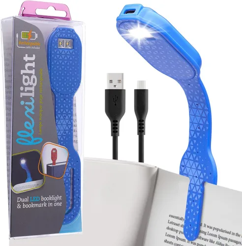 Miniatura 14 de Gifts for Readers & Writers Luz de libro recargable, luz de lectura con clip para cama, Flexilight 2 en 1 y marcapáginas, 12 horas de luz una vez