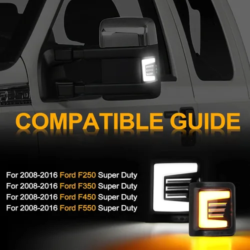 Miniatura 7 de Switchback - Marcador de espejo lateral, señal de giro y luz de marcha de repuesto para 2008-2016 F250 F350 F450 F550 Super Duty DRL accesorios
