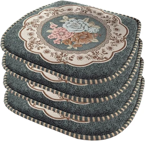 Miniatura 17 de EORNOW Juego de cojines para silla de comedor con lazos, juego de 1/2/4, almohadillas antideslizantes para silla de comedor con funda extraíble