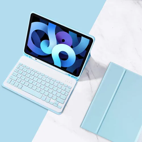 Miniatura 8 de Funda con Teclado para iPad de 9ª 8ª 7ª Generación 10.2 pulgadas iPad Air 3 Pro 10.5 pulgadas Teclado de Color Lindo Desmontable Bluetooth Funda