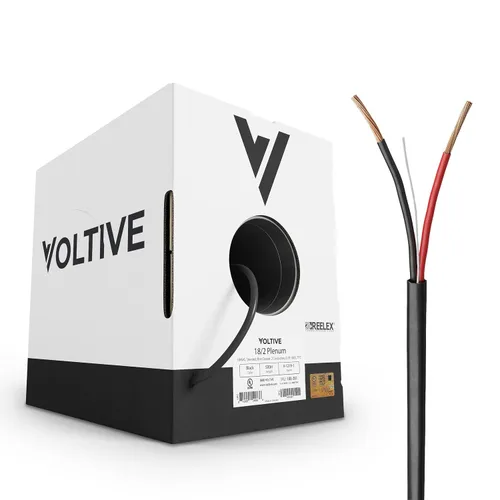 Miniatura 13 de Voltive Cable de altavoz 16/2, Plenum CL3P, negro, 100 pies - 16AWG, 2 conductores, cobre trenzado sin oxígeno, listado UL - V-1217-1