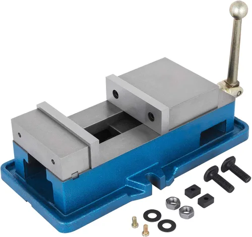 Miniatura 10 de Happybuy, tornillo de banco de 10cm ACCU de bloqueo preciso de precisión, tornillo de prensa de taladro de 10cm de ancho de mordaza, tornillo