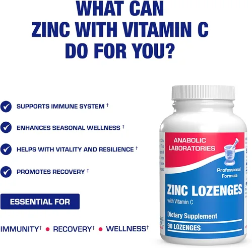 Miniatura 4 de Pastillas de zinc con vitamina C para apoyo inmunológico, pastillas de vitamina C y zinc de alta absorción para adultos, bienestar diario