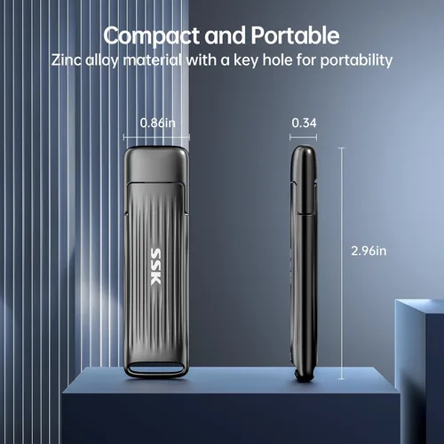 Miniatura 7 de SSK Unidad Flash USB C de 1TB Máximo hasta 2000mb/s Disco Duro Externo Rápido USB 3.2 Gen 2x2 SSD Externo Portátil Thumb Drive Aleación de Zinc USB