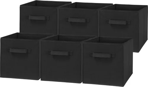 Miniatura 12 de Simple Houseware Contenedores de almacenamiento plegables de 11 pulgadas, color beige, paquete de 6 cubos de tela organizadores para armario