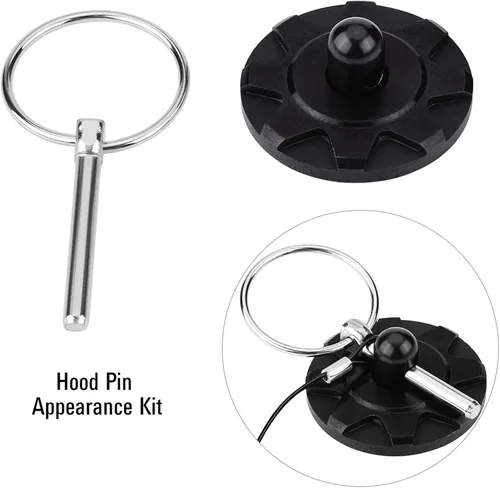 Miniatura 8 de Juego de 2 piezas universales CNC Billet de aluminio para capó de carreras con pin de bloqueo de apariencia negro (239.25) para cerraduras de capó