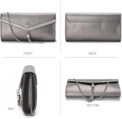 Miniatura 4 de Clutch Purse for Women GM LIKKIE Envelope Evening Clutch Handbag Crossbody Foldover PU Leather Shoulder Bag