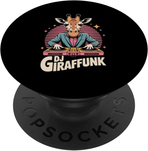 Miniatura 7 de DJ Giraffunk Retro Giraffe DJ Turntable Club Vibes PopSockets PopGrip for MagSafe