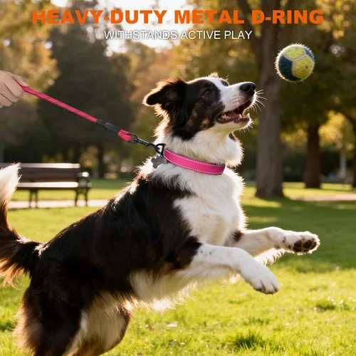 Miniatura 6 de Taglory Collar reflectante para perros medianos, neopreno suave acolchado con hebilla de bloqueo a prueba de escapes, anillo de aleación de zinc