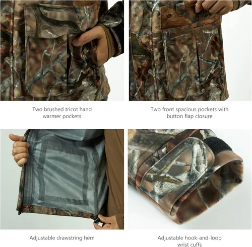 Miniatura 12 de BASSDASH Walker - Chaquetas transpirables e impermeables para pesca y caza con tela exterior silenciosa para hombres y mujeres en 7 tamaños