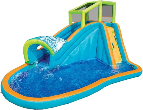 Miniatura 2 de Tobogán acuático inflable – Enorme piscina infantil de 14 pies x 8 pies con ondas de aspersor integradas y pared de agua – Parque de aventura