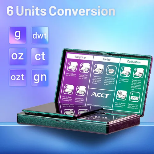 Miniatura 5 de Báscula digital de bolsillo, 17.64 oz por 0.00 oz, báscula de precisión de gramos con función de escala de tara, 6 unidades, báscula pequeña de Verde