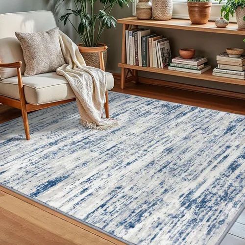 Miniatura 65 de Lansny Alfombra moderna abstracta de 2 x 5 pies, color negro, gris, blanco, lavable, alfombra de entrada para cocina, alfombra antideslizante suave