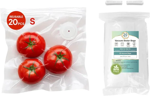 Bolsas reutilizables selladoras al vacío, paquete de 20 unidades (pequeñas de 8.27 x 8.66 pulgadas), doble sellado sin BPA, a prueba de fugas,