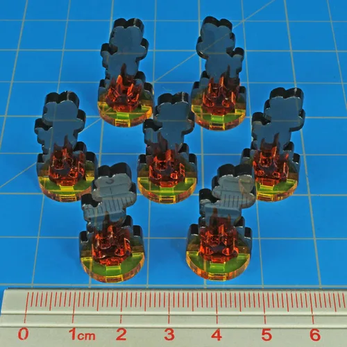 Miniatura 5 de LITKO Marcador Flaming Wreckage, pequeño Juego de 7 Base de 0.591 in, 1.181 in de alto Compatible con Warhammer 40K, Age of Sigmar