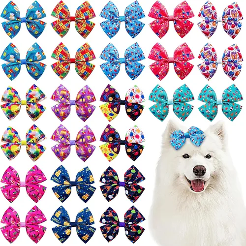 Miniatura 11 de 24 piezas/12 pares 10 cm Lazos para el pelo de perro grande con fruta de verano para perros de raza grande Bandas elásticas Lazo de pelo de perra