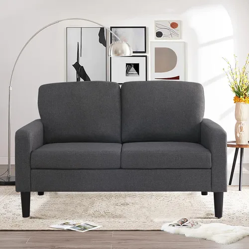 Miniatura 8 de BEEY Sofá individual de tela, cómodo sillón tapizado, muebles de sala de estar, sofá biplaza azul marino de 53 pulgadas, sofás pequeños