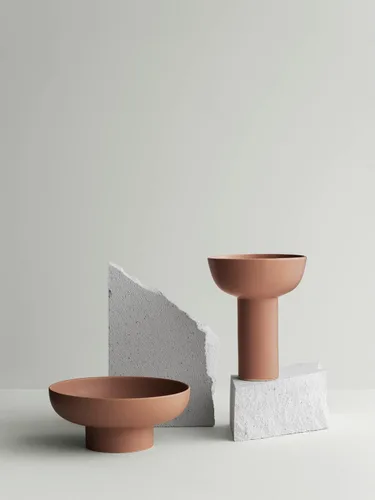 Miniatura 2 de blomus MIYABI - Jarrón de cerámica de perfil bajo con rejilla de flores (Terracotta)
