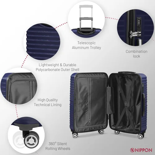 Miniatura 3 de NIPPON Luggage Nomad - Maleta giratoria rígida con ruedas para mujeres y hombres, rodillo de carcasa dura de viaje, ultra fuerte y duradero
