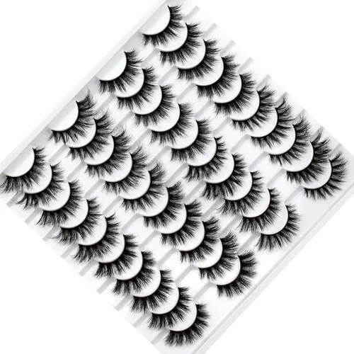 Miniatura 685 de Pooplunch - Pestañas postizas finas de visón sintético, estilo ojo de gato, naturales, cruzadas, tipo racimo, efecto 8D de volumen, tiras
