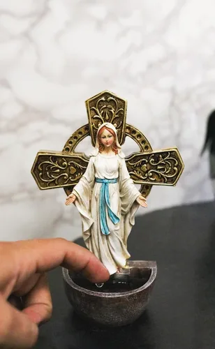 Miniatura 9 de Ebros Gift Virgen Madre María Virgen Nuestra Señora de Gracia Placa de aparador montado en la pared o escritorio Fuente de agua bendita Iglesia