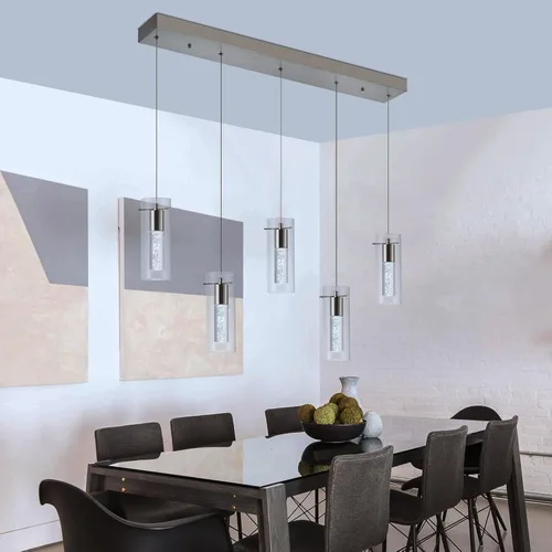 Miniatura 12 de Paquete de 3 luces colgantes para isla de cocina, 6000 K para isla de cocina, comedor, lámparas de iluminación colgantes de cristal de burbujas
