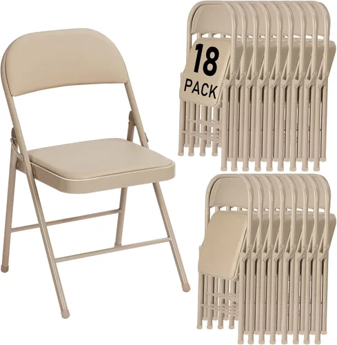 Miniatura 37 de Paquete de 4 sillas plegables negras con cojín acolchado y respaldo para exteriores, sillas plegables comerciales apilables portátiles con marco