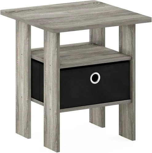 Miniatura 5 de Furinno Turn-N-Tube No Tools - Soporte de TV con centro de entretenimiento de 3 niveles, roble francés gris/negro y Andrey, mesa auxiliar, mesita