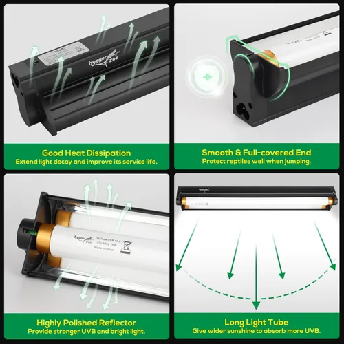 Miniatura 4 de T8 10.0 UVB - Kit combinado de iluminación de bombilla UVB para reptiles, luz UVB HO de 17 W para reptiles, campana de terrario con barra de luz UVB