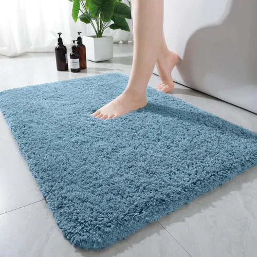 AROGAN Tapete Largo de Baño de Lujo, 24 x 17 Pulgadas, Grueso, Suave y Absorbente, Antideslizante, Respaldo de Goma, Alfombras de Secado Rápido,