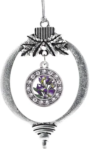 Miniatura 219 de Inspired Silver - Bonita bandera estadounidense - Adorno de Navidad plateado - Adorno de árbol de Navidad con dije circular con circonita cúbica