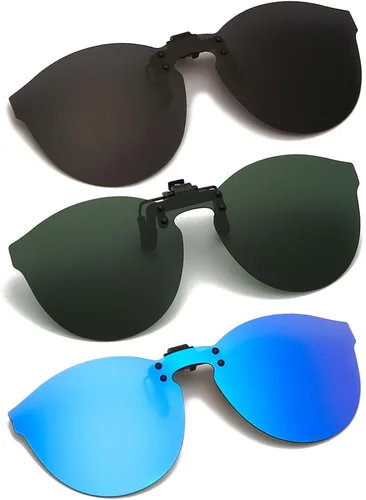 YAMEIZE 3 pares de lentes de sol polarizados con clip, protección UV400 antirreflejos, lente abatible sin montura para conducir al aire libre para