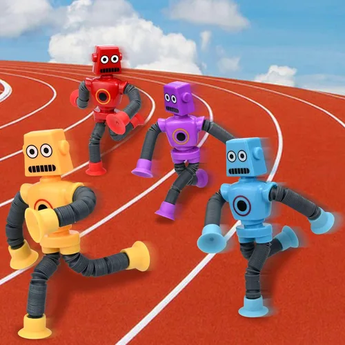 Miniatura 7 de Juguetes robóticos (paquete de 4), robots telescópicos con ventosa, tubos para autismo, juguetes sensoriales para ansiedad, regalos para niños