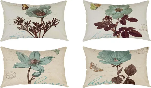 Miniatura 15 de Juego de 4 fundas de almohada decorativas de plantas verdes de 16 x 16 pulgadas, decoraciones de verano, fundas de almohada cuadradas de lino