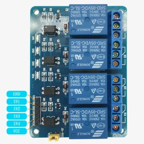 Miniatura 6 de Módulo de relé de 4 canales DC de 5 V compatible con Arduino R3 MEGA Raspberry Pi con optoacoplador placa de expansión de alto y bajo nivel Módulo