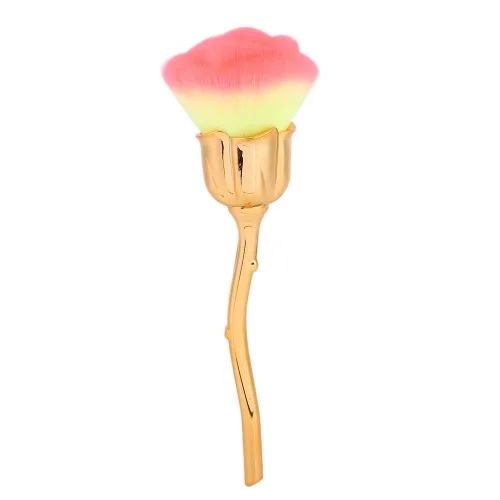 Miniatura 5 de Cepillo de polvo de uñas suave de 2 colores conveniente para uñas con mango (03-amarillo claro + polvo rosa)