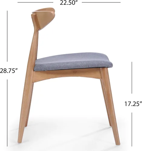 Miniatura 8 de GDFStudio Christopher Knight Home Barron - Sillas de comedor de tela con acabado de roble, juego de 2 piezas, gris y roble