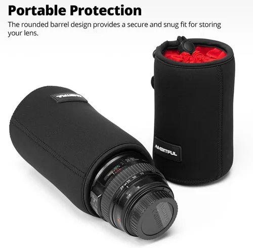 Miniatura 5 de AMBITFUL Bolsa Lensball, Estuche para lentes, Bolsa para lentes de cámara DSLR, negro, neopreno, 5.9x3.93in LP-15