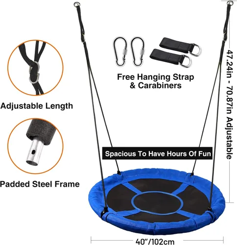 Miniatura 2 de RedSwing Columpio para niños en interiores y exteriores, columpio redondo grande de 43/40 pulgadas, ideal para árboles, columpios, patio trasero