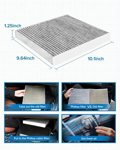 Miniatura 7 de PHILTOP Filtro de aire de cabina con carbón activado, compatible con CF11643 Volkswagen Jetta, Tiguan, Atlas, Taos, Atlas Cross Sport, GTI, Golf