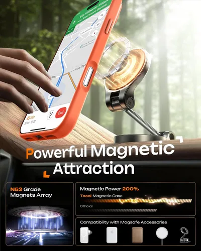 Miniatura 580 de TOCOL Funda para iPhone 11, compatible con Magsafe, protección completa de cámara, imanes integrados, protección contra caídas, funda translúcida