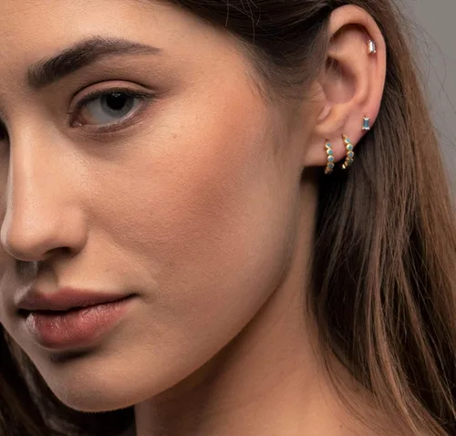Miniatura 2 de VACRONA Gold Hoop Earrings Huggie for Women Cubic Zirconia 14k Gold Plated Small Huggie Hoops Earrings Hypoallergenic Jewelry Gifts