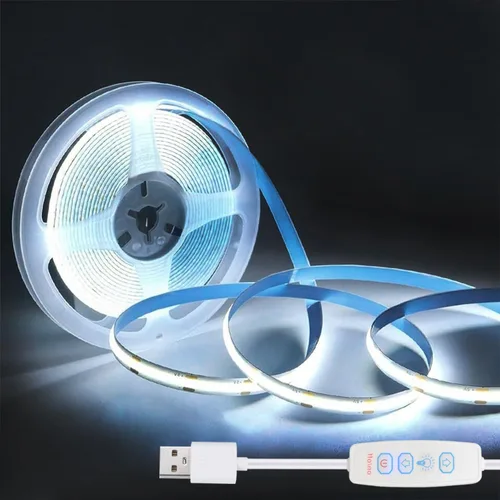 ZSLAIFU Tiras de Luces LED COB Blancas 3.28ft, Tira de Luz LED Regulable 5V, Tira de Luz USB Flexible para Gabinete, Retroiluminación de TV,