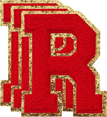 Miniatura 79 de 3 parches de números de chenilla negra, tamaño grande de 4-1/2" parches de números para planchar, parches universitarios para ropa, 8" Borde oro rosa