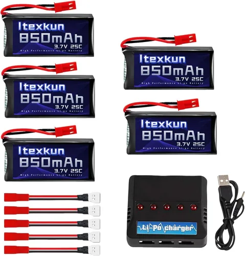 Batería li-po de 3.7 V 850 mAh 25C JST Plug Baterías Lipo recargables con cargador USB para MJX X400 X400 W X800 Sky Viper S670 V950HD V950str s1750