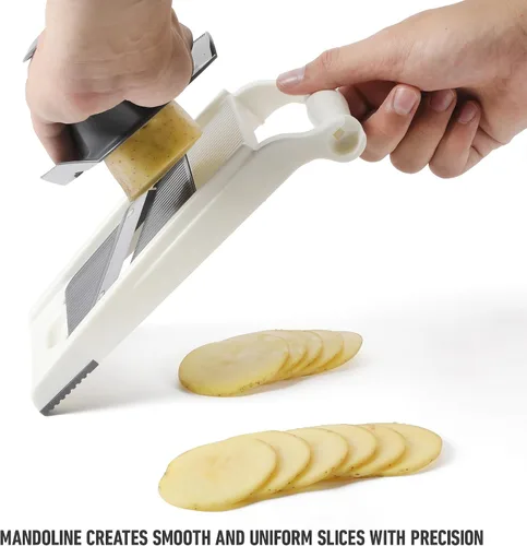 Miniatura 6 de Calphalon Picadora de verduras con recipiente, 3 cuchillas con 1 picadora y 1 mandolina, picadora de alimentos 5 en 1 con cuchillas de acero